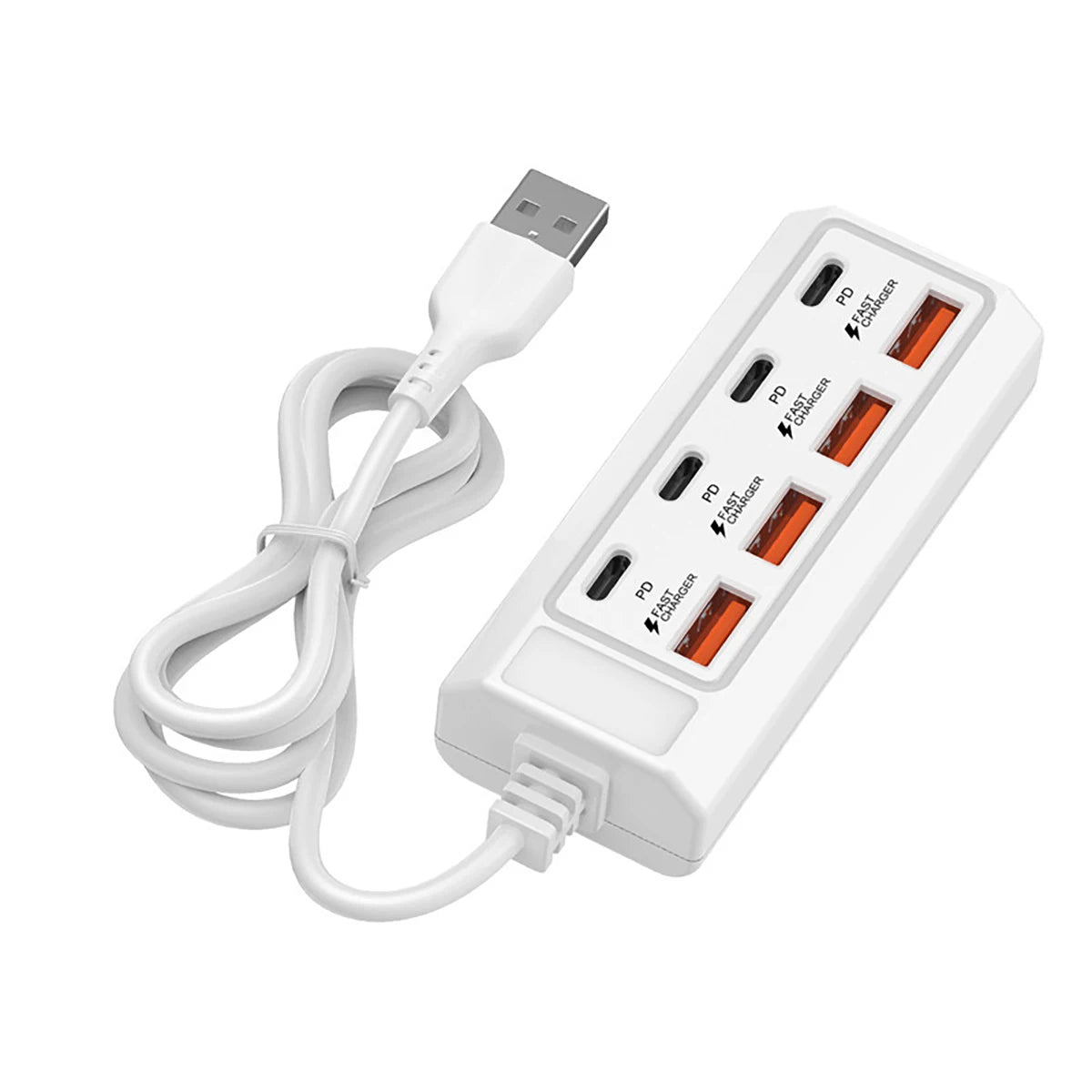 8-Terminal Station Fast Charging USB Hub Equipped 4 PD Ports 25W Qme WHITE