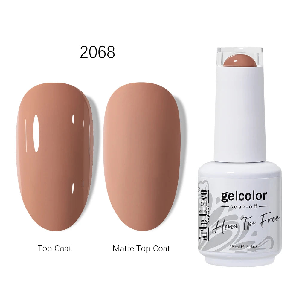 Arte Clavo HEMA TPO Coffee Brown Gel Nail Polish Winter Semipermanent Qme 2068