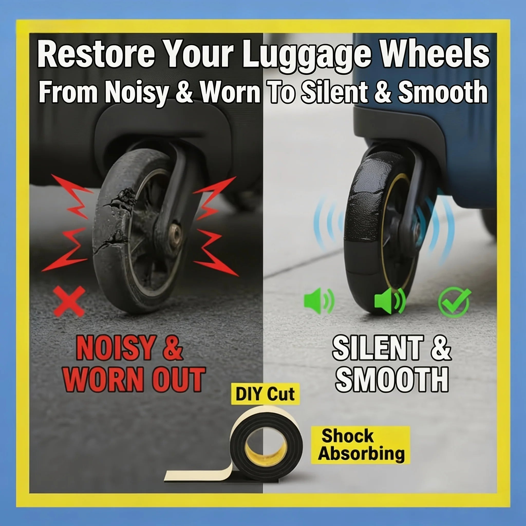 Luggage wheel mute sticker, shock-absorbing and wear-resistant protection sticker, strong adhesive anti peeling, can be freely Qme