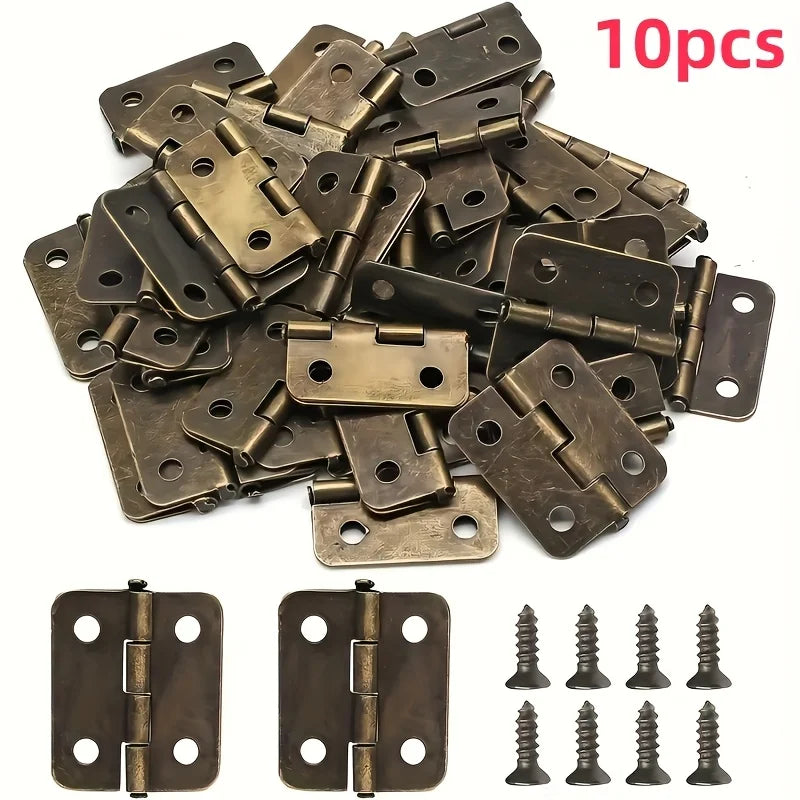 Mini hinge - Mini retro decorative hinge, suitable for handicrafts, wooden boxes, jewelry cases, cabinets and DIY accessories. Qme Bronze 10pcs
