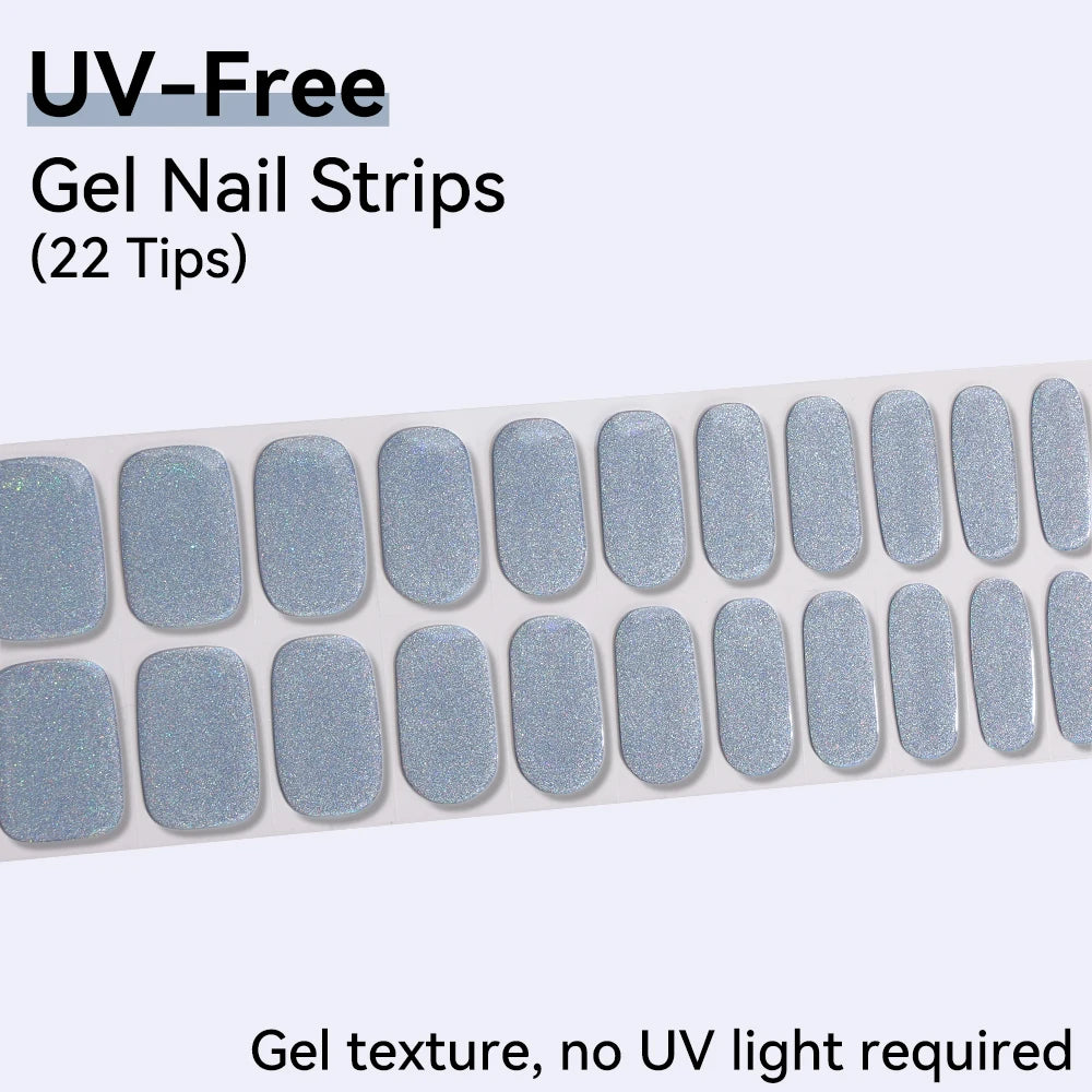 22tips UV-Free Aurora Design Nail Strips Decoration Glitter Sticker Qme BSA-0392