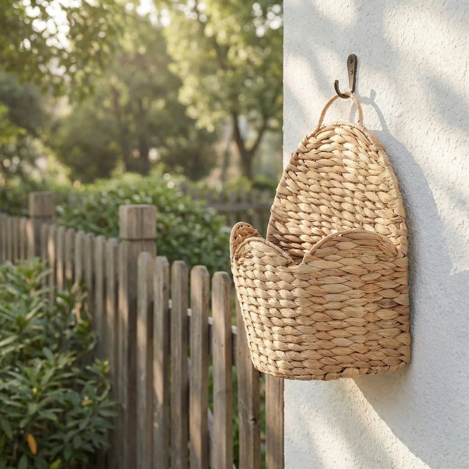 Grass Woven Storage Basket Home Wall-mounted Multipropose Storage Basket Living Room Entryway Wall Flower Decor Container Qme