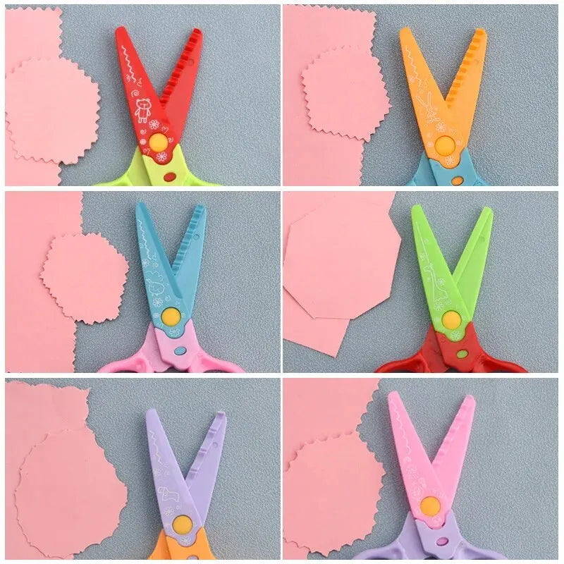Creative And Cute Lace Scissors Can Be Changed Into 6-head Child Safety Diy Pattern Paper Cuttings Card Tool Qme