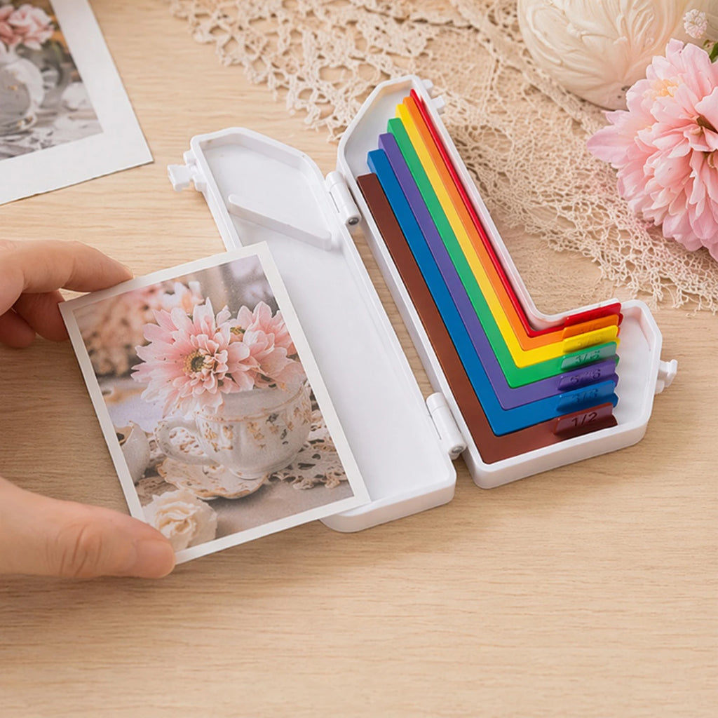 7 Pcs Paper Crafting Alignment Guides with Storage Case and Size Tabs Color-Coded Tools Paper Craft Supplies Scrapbooking Tool Qme