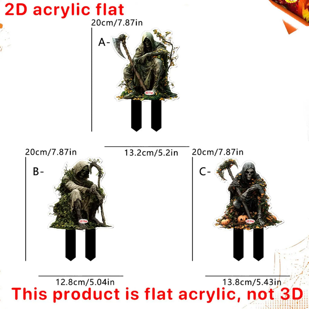 Halloween Yard Stakes Decorative Garden Stakes For Halloween Decor 2D Acrylic Scary Outside Decor Signs For Porch Patio Backyard Qme