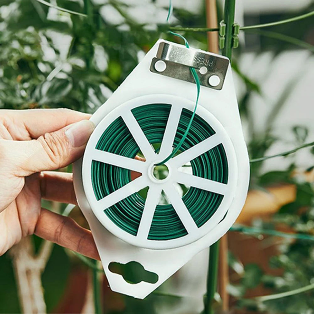 1 Roll 100M Multifunctional Plastic Steel Twist Tie Sturdy Reusable Garden Flower Plant Support Strap Tie Qme