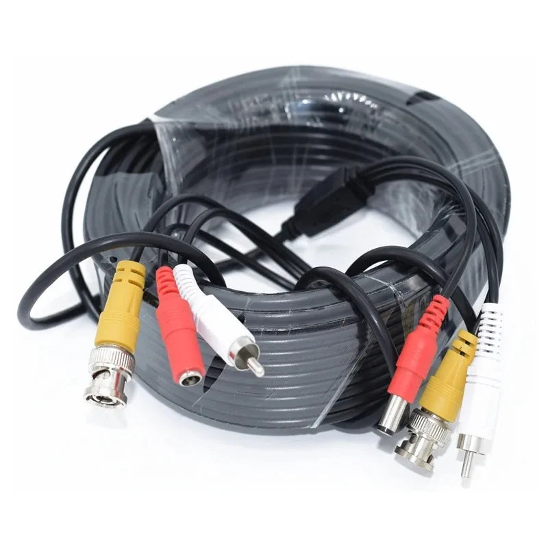 1PCS Surveillance Camera Audio Power Integrated Cable RCA+DC Pickup Extension Cable 2-in-1 AV Composite Cable Qme