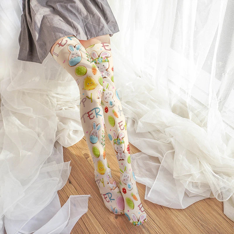 Cute Sweet Loli Stockings Fashion 3d Printing Striped Love Kawaii Qme