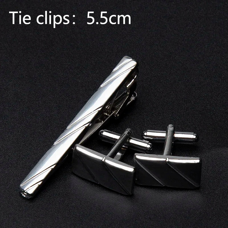 Men Metal Tie Clips Cufflinks Luxury Accessories Classic Shirts Cuff Qme A-4