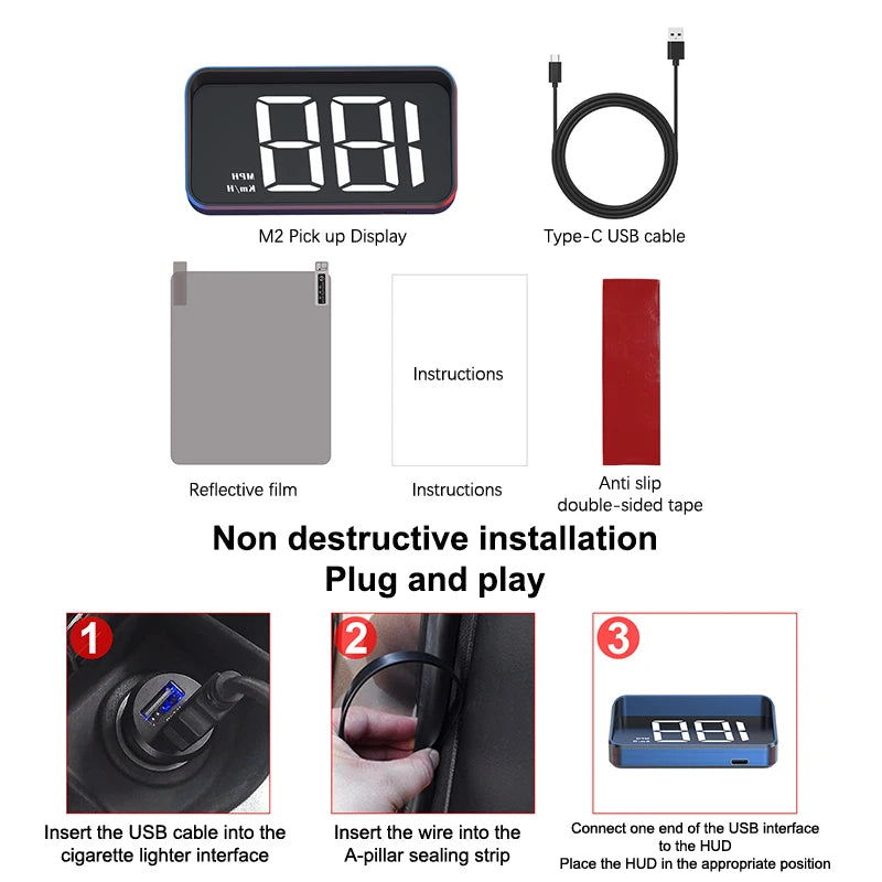 Car Speedometer HUD GPS Head Up Display Digital Speed Meter Qme