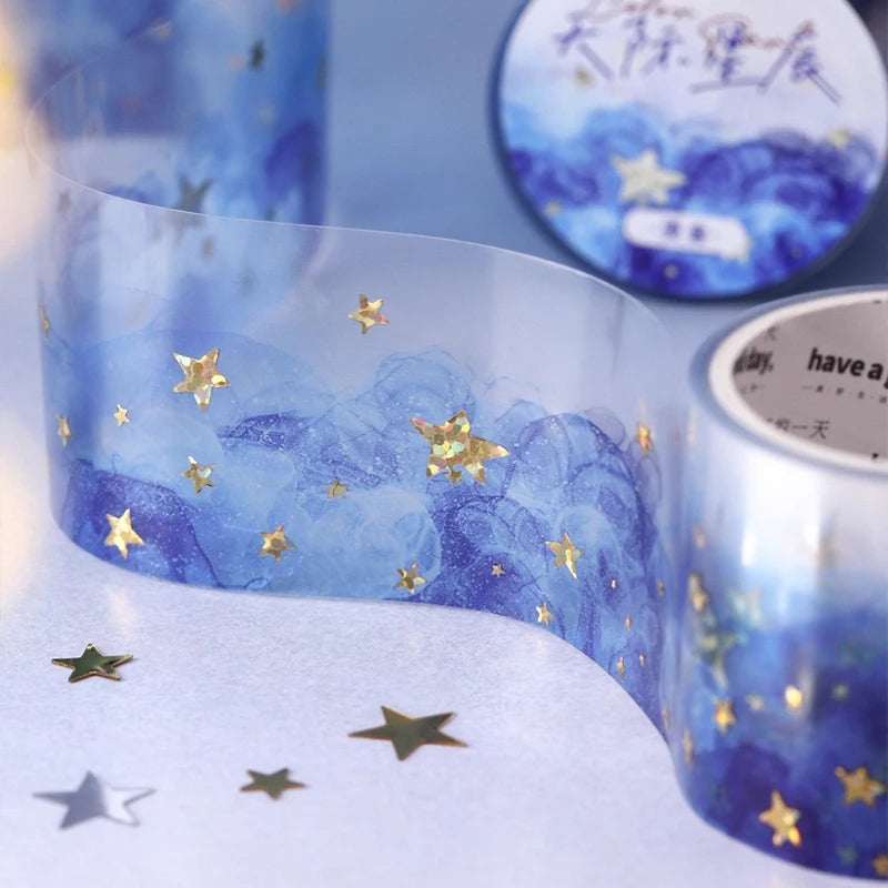Tape 35mm*2m Watercolour Swoosh Hot Stamping Tape Handbook Stationery DIY Handmade & Scrapbook Diary Decorative Washi Tape Qme