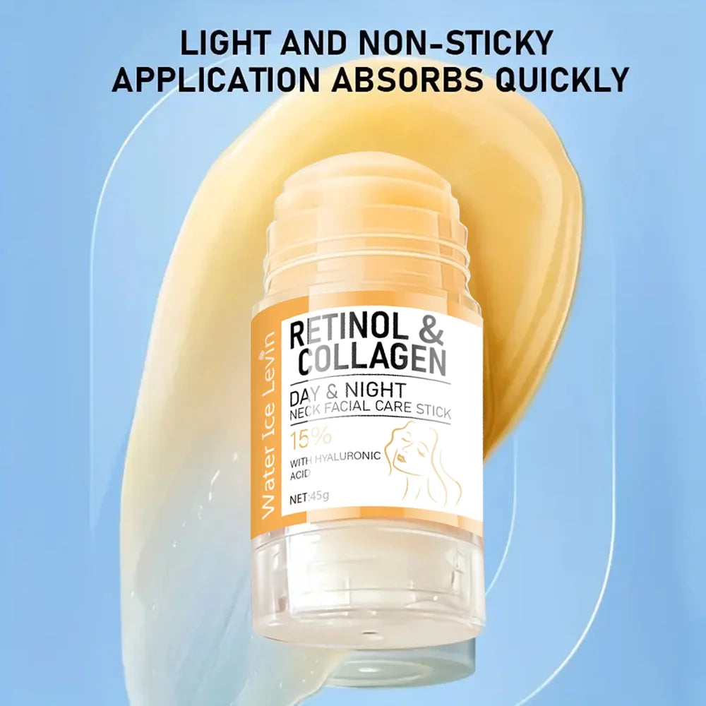 45g Retinol and Collagen Day and Night Neck Cream Facial Stick, Hydrating and Moisturizing, Non-Greasy, Easy to Use, Easy to Absorb, Gentle and Non-Irritating, Deeply Absorbed! Qme