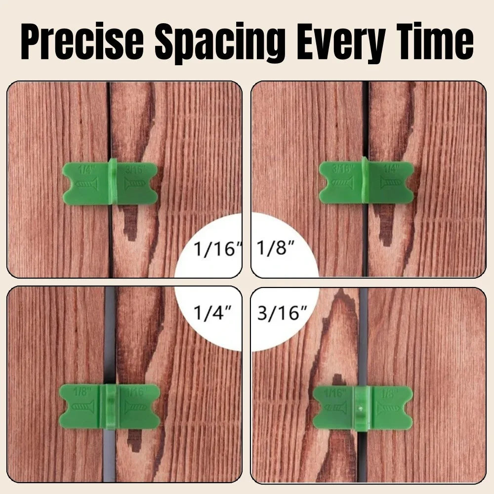 1-8PCS Deck Spacer Tool Set 4 Size Gap Green Deck Spacers Reusable Wood Composite Decking Installation Alignment Leveling Gasket Qme