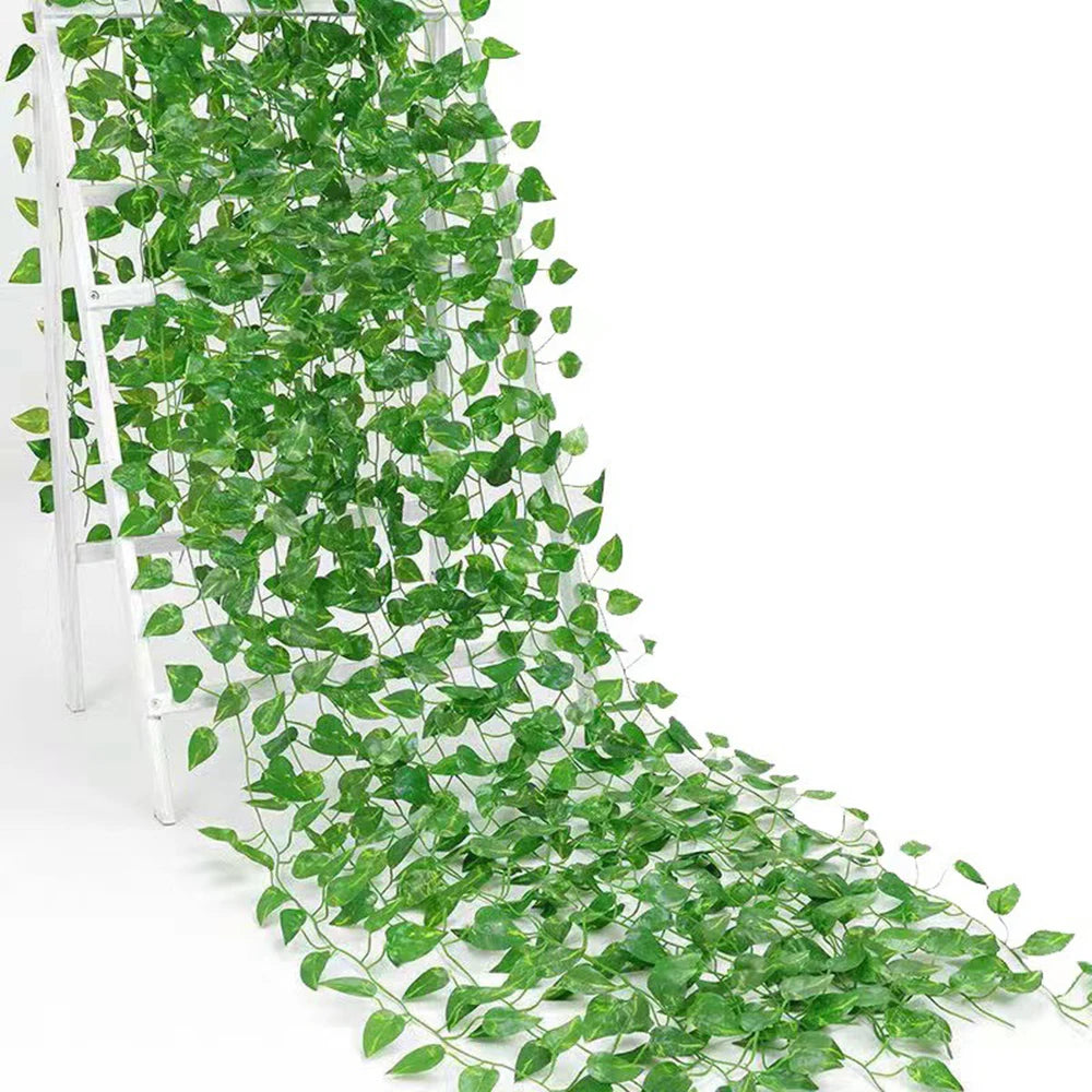 1PC Artificial Vine, Grape Leaves, Plastic Pothos Leaves, Green Plants, Ceiling Decoration, Artificial Green Leaf Vine Qme