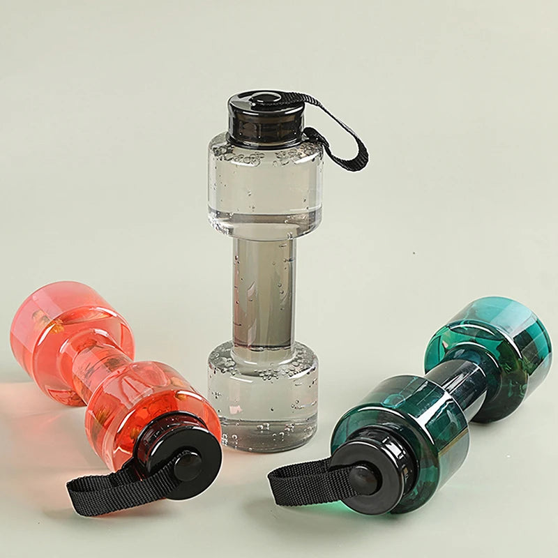 Dumbbell Shaped Sport Water Bottle Kettle PET Outdoor Unbreakable Qme