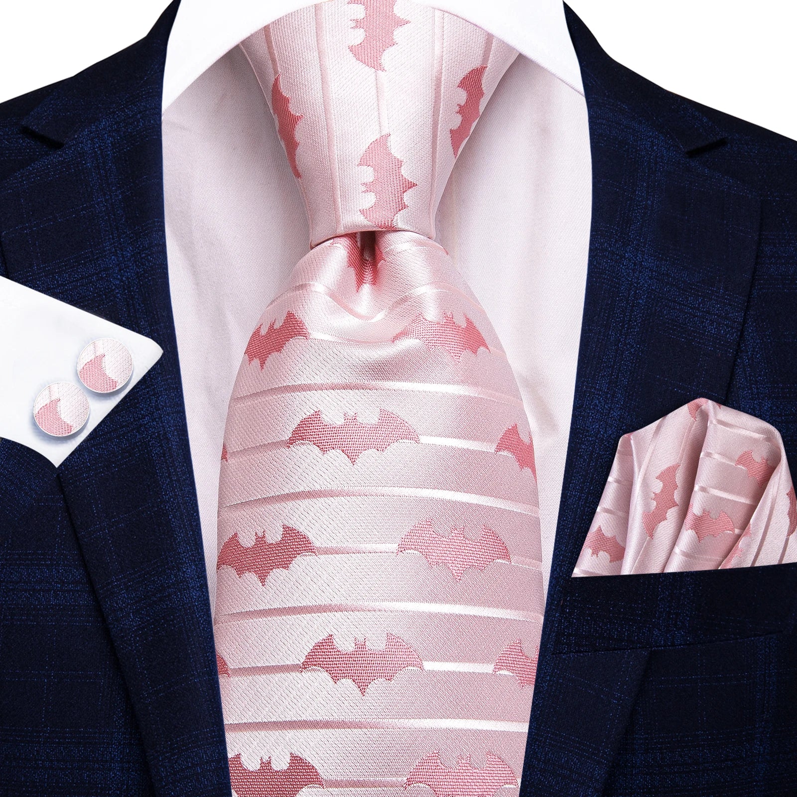 Hi-tie Striped Rose Blue Pink Business Mens Tie Jacquard Necktie Qme HT-N-3965