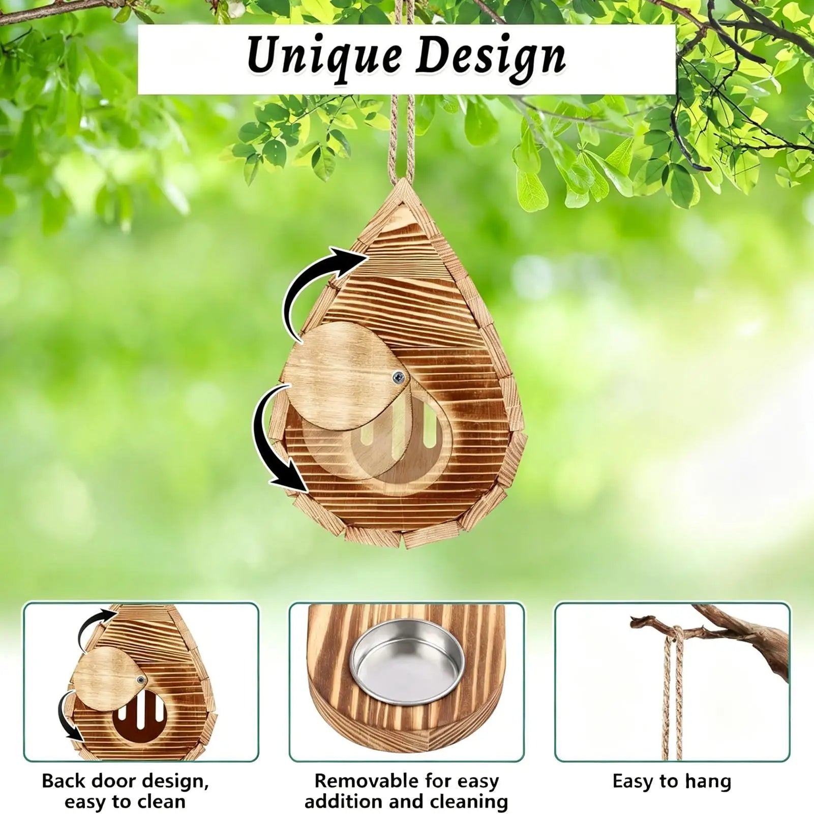 Butterfly House Outdoor Wooden Weather-resistant Hangable Garden Qme