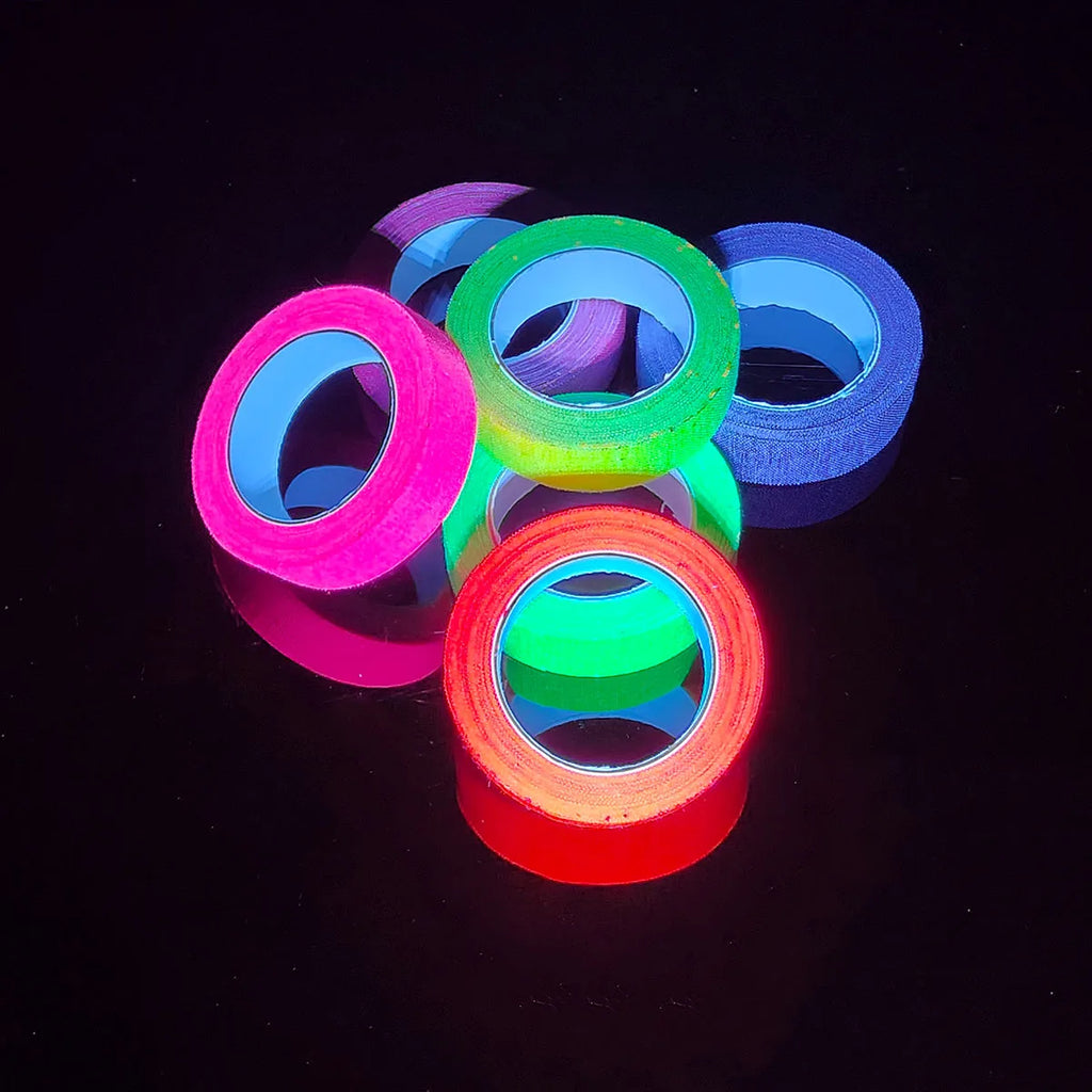 6-Pack Neon Fluorescent Tape Set 6 Vibrant Colors Uv Reactive For Black Light Parties & Crafts Qme