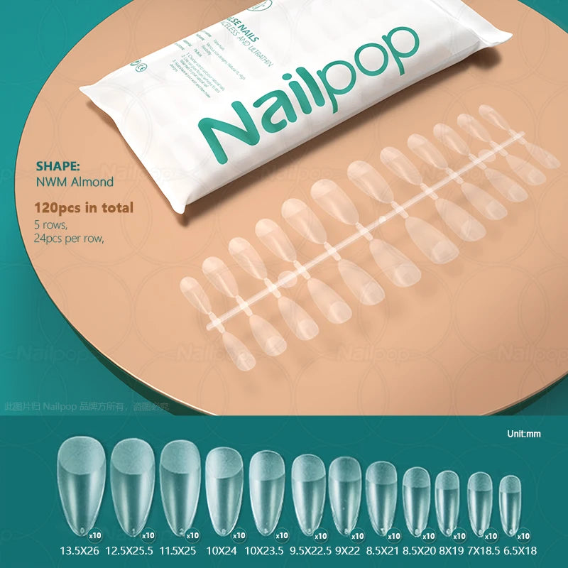 NAILPOP False Nails Acrylic Press Coffin Artificial Clear Fake Nail