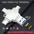 4-in-1 Card Reader Suitable Iphone Laptop Type-c OTG Adapter iOS USB Qme Silver