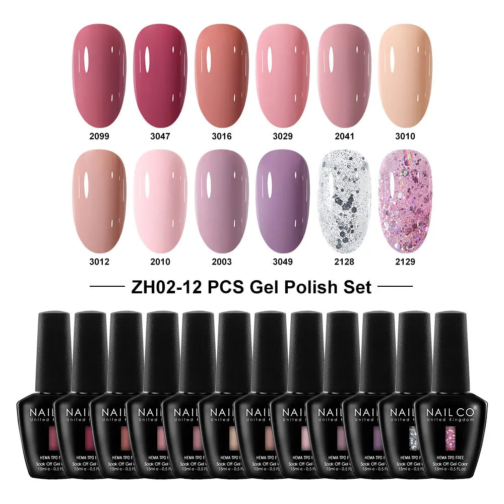NAILCO Summer Macaroon Gel Nail Polish Semi Permanent UV Soak Off Art Qme NC-12H-ZH02