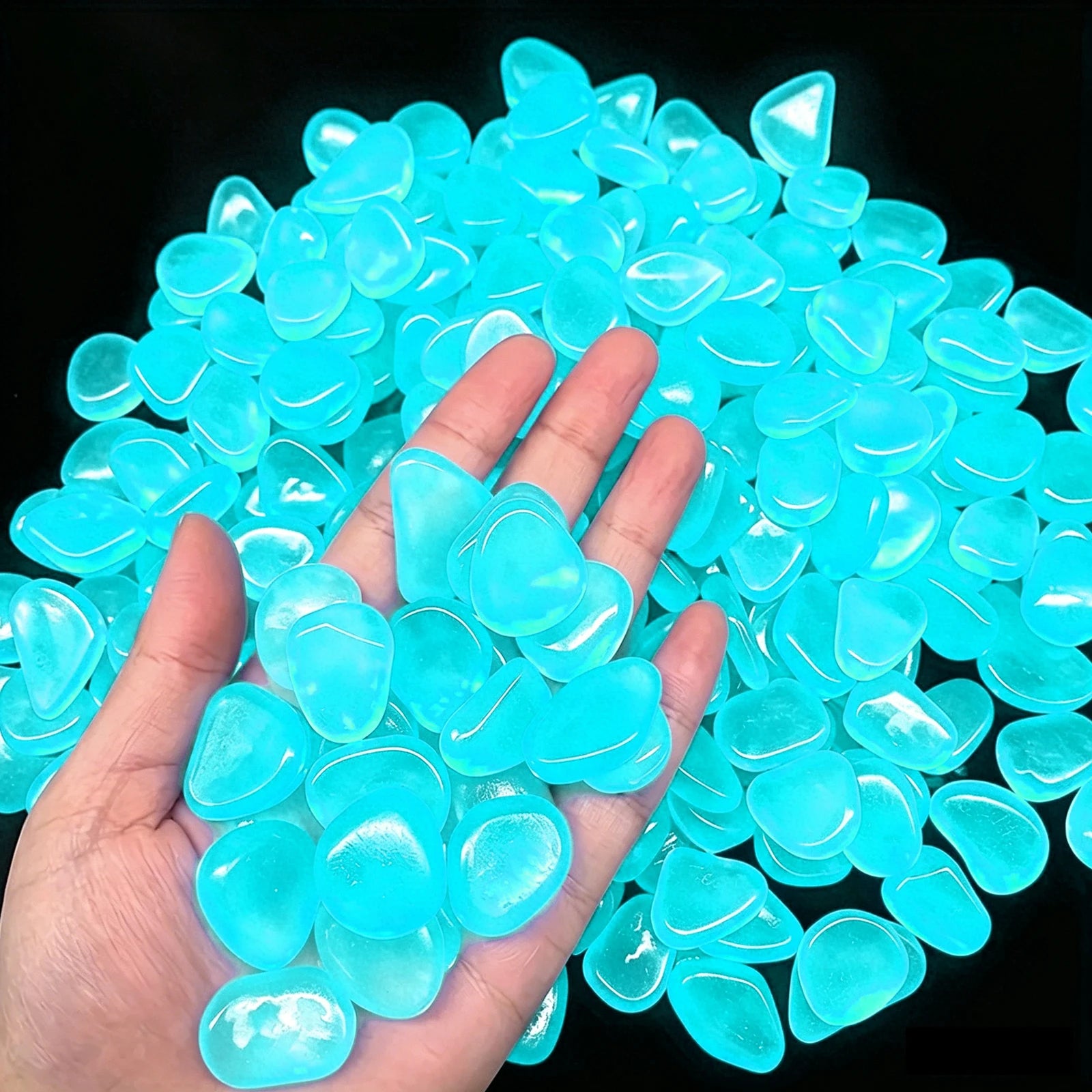 200-1000 Pcs Luminous Rock Stone Luminous Dark Garden Pebbles for Sidewalk Fish Tank Decoration, Aquariums, Fish Tanks Loom Qme Blue 200PCS