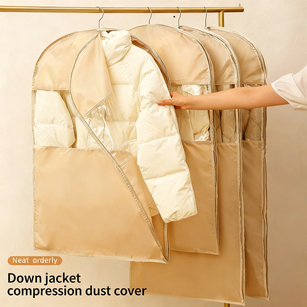 Space Saving Clothing Dust Bag Hangable Garment Self Compression Qme