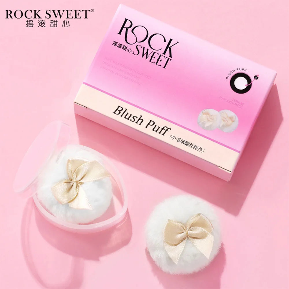 ROCK SWEET Mini Flocked Thumb Powder Puff Two Small Loose Setting Qme 16453