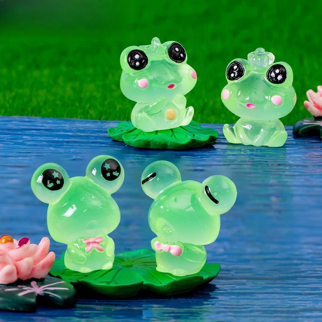 6/12/18/24 Pcs Luminous Mini Frog Figurines Glow In Dark Resin Frogs Moss Terrarium Dollhouse DIY Craft Decor Accessories Qme