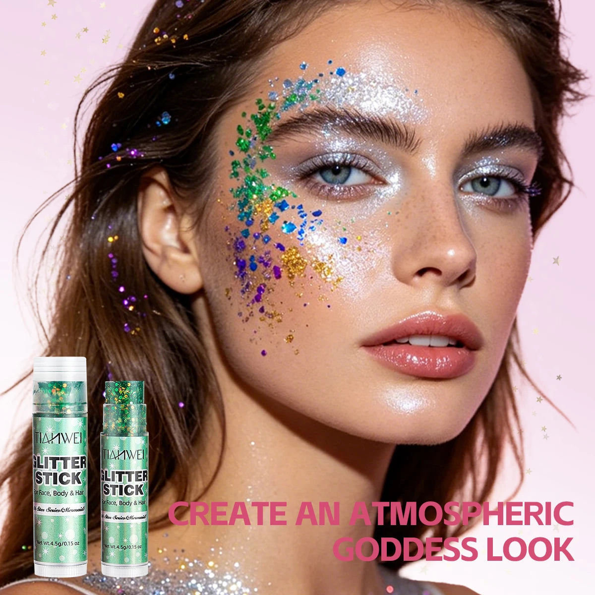 6-Pack Glitter Stick Sequin Gel Face Waterproof Sweat Proof Qme