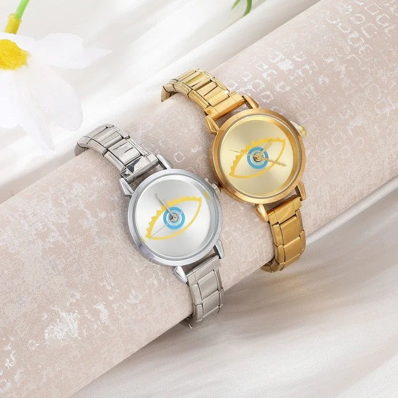 Wholesale Fashion Gold Sliver Color Round Women Watch Luxury Analog Wristwatches Reloj Mujer Girls Clock Gift（Without Box） Qme