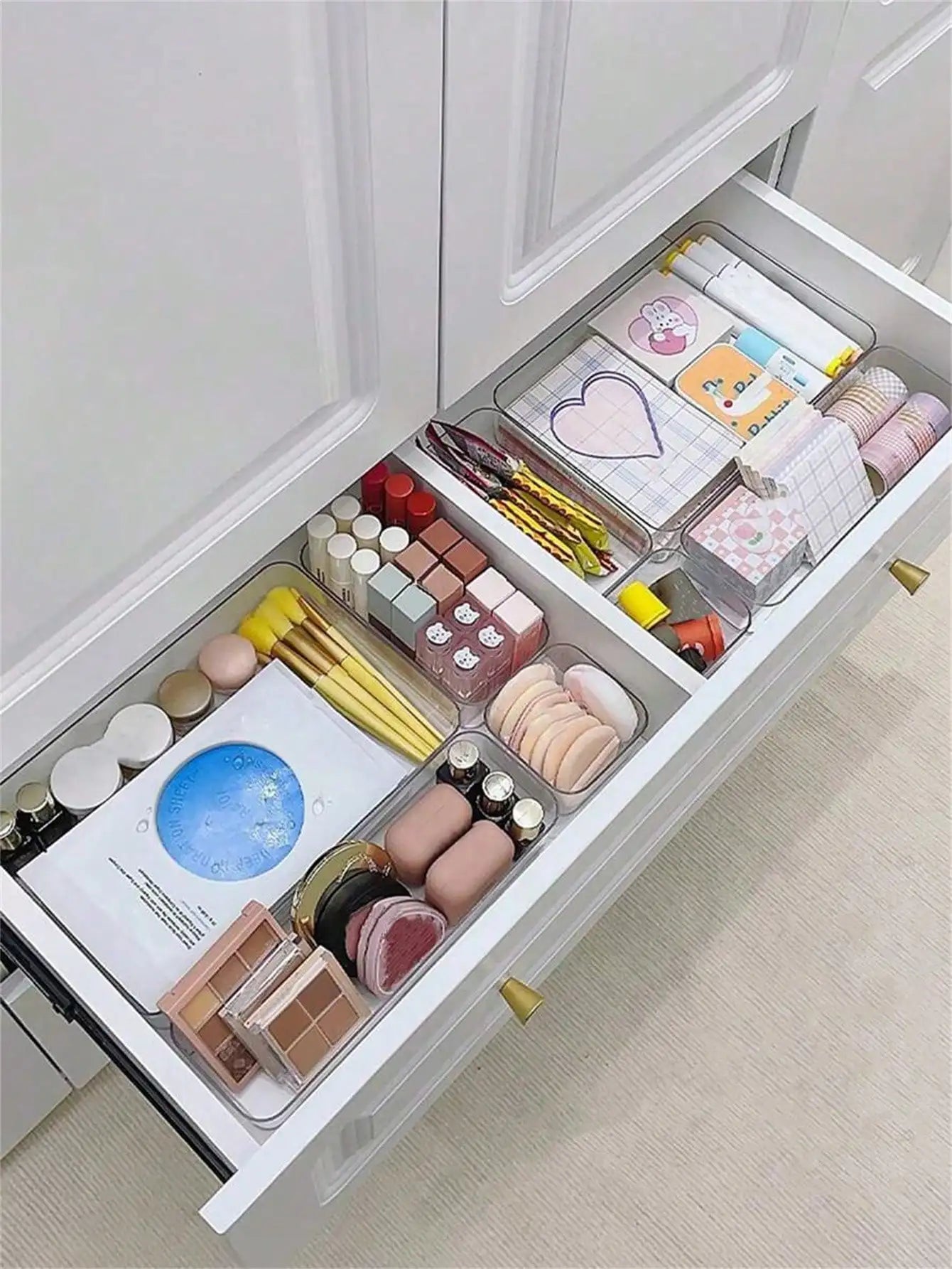 Transparent Cosmetics Storage Box Plastic Uncovered Compartment Qme