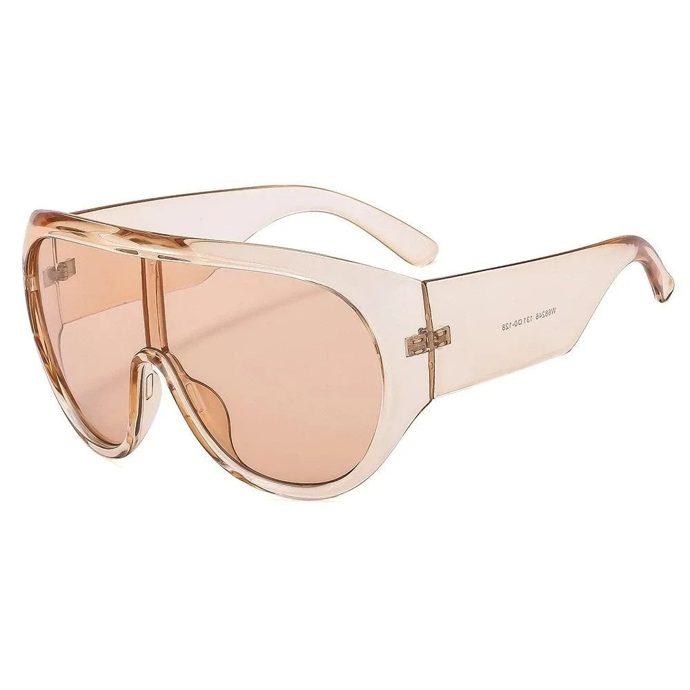 New Oversized Big Frame Sunglasses UV400 Protection Tea Color Square Sunglasses Vintage Punk Style Driving Shades Beach Qme Style E