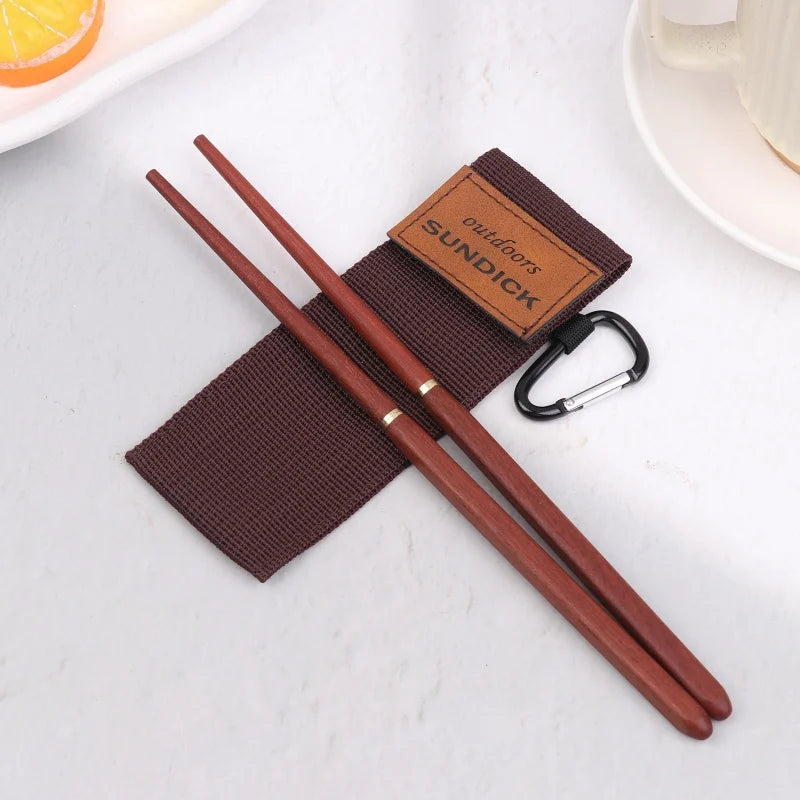Mahogany Folding Chopsticks Outdoor Camping Picnic Travel Tableware Qme Coffee