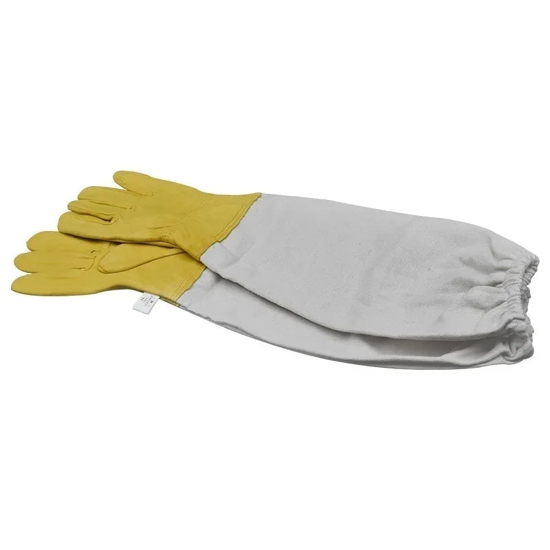 Beekeeper Protective Gloves Anti Bee Breathable Goatskin Yellow Qme