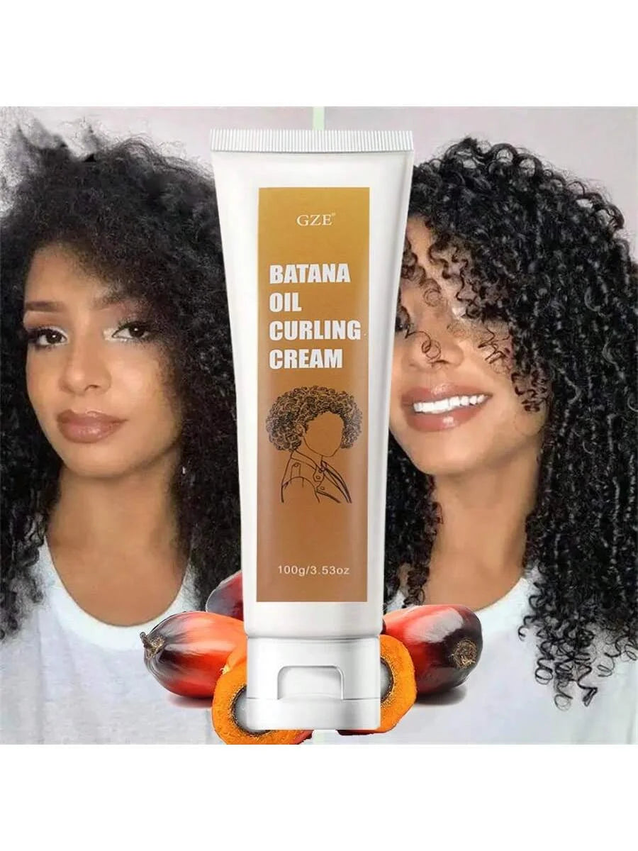 GZE Batana Oil Curling Cream for Curl Wavy Hair Curl Activator Curly Control Enhancing Defining Frizz Control Smooth Qme