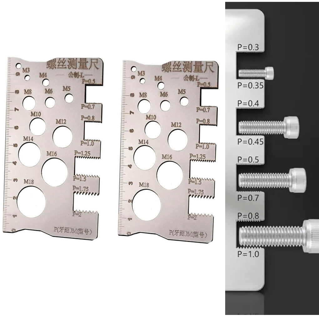 2 X Screw Thread Pitch Gauge Ruler 304 Stainless Steel Bolt Nut Metric Measuring Tool Measuring Gauge 100mm X 3mm Silver Qme Default Title