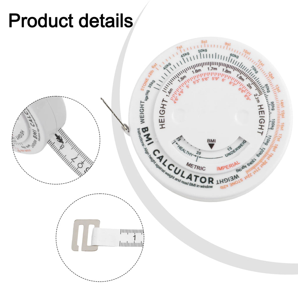 1 PC150cm BMI Body Mass Index Retractable Tape Calculator Diet Tape Measures Tools Multi-Functional BMI Tape Measure Qme