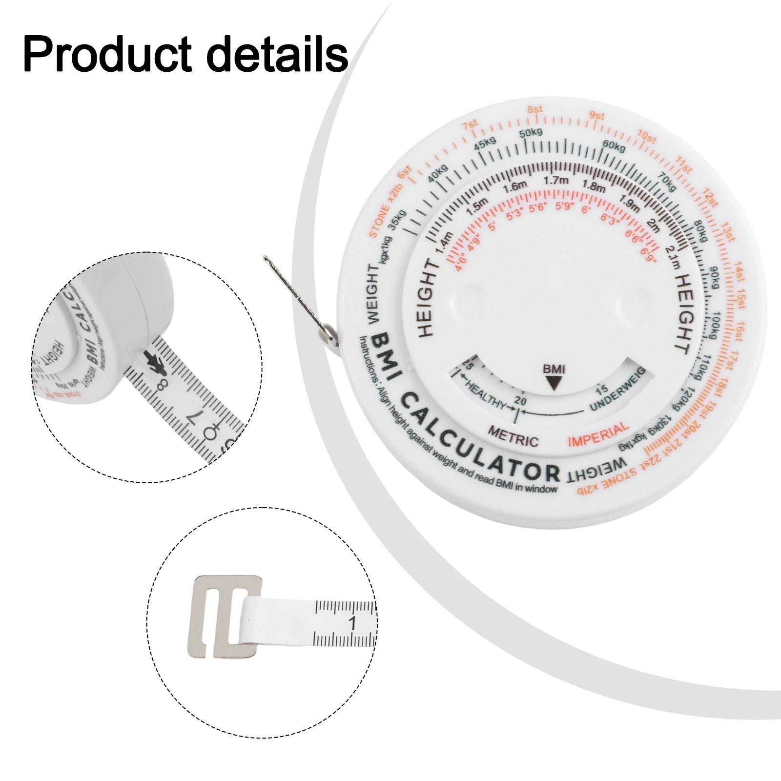 1 PC150cm BMI Body Mass Index Retractable Tape Calculator Diet Tape Measures Tools Multi-Functional BMI Tape Measure Qme