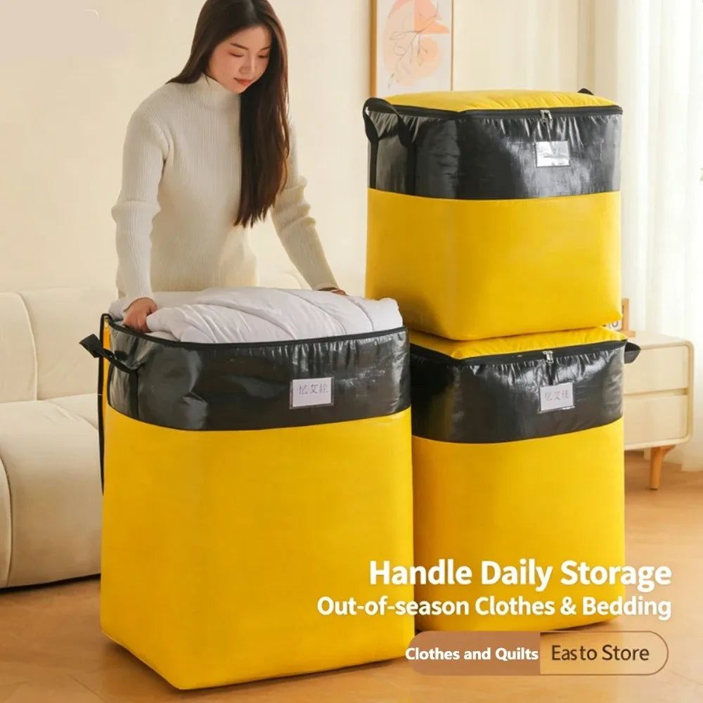 Thickened Eco-friendly Luggage Bag Waterproof Woven Bag Transfer Storage Wear-resistant Bag Large Capacity Foldable Moving Bag Qme