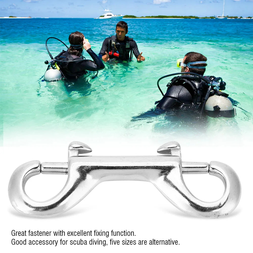 Diving Clip Diving Hook Silver Stainless Steel Double Ended Clip Hook Bolt Snap Diving Buckle Double Ended Snap Qme