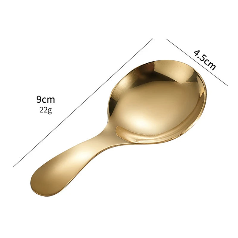 Cute Stainless Steel Spoon Short Handle Gold Ice Cream Tea Coffee Qme