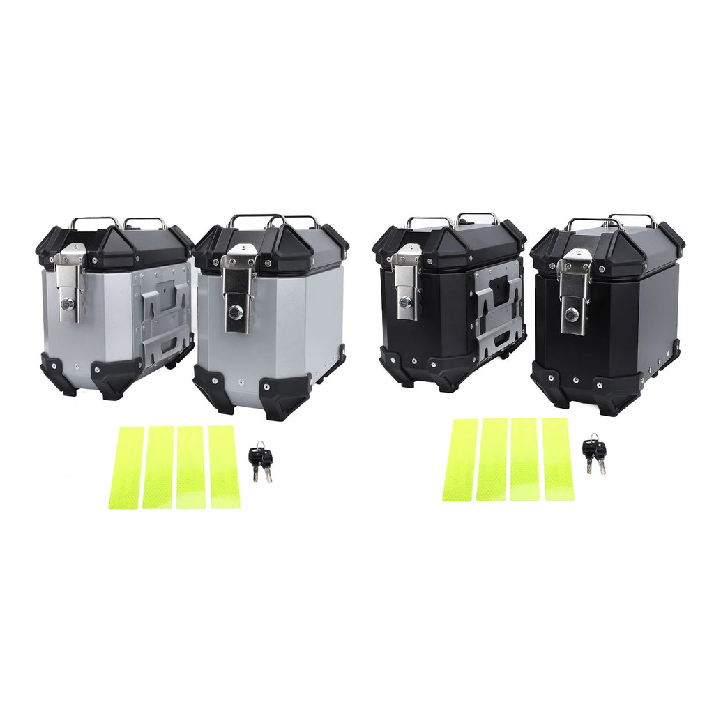 18L Motorcycle Side Case Aluminium Alloy Motorbike Hard Side Saddlebag Box with Safety Lock and Handle for Helmet Luggage Qme