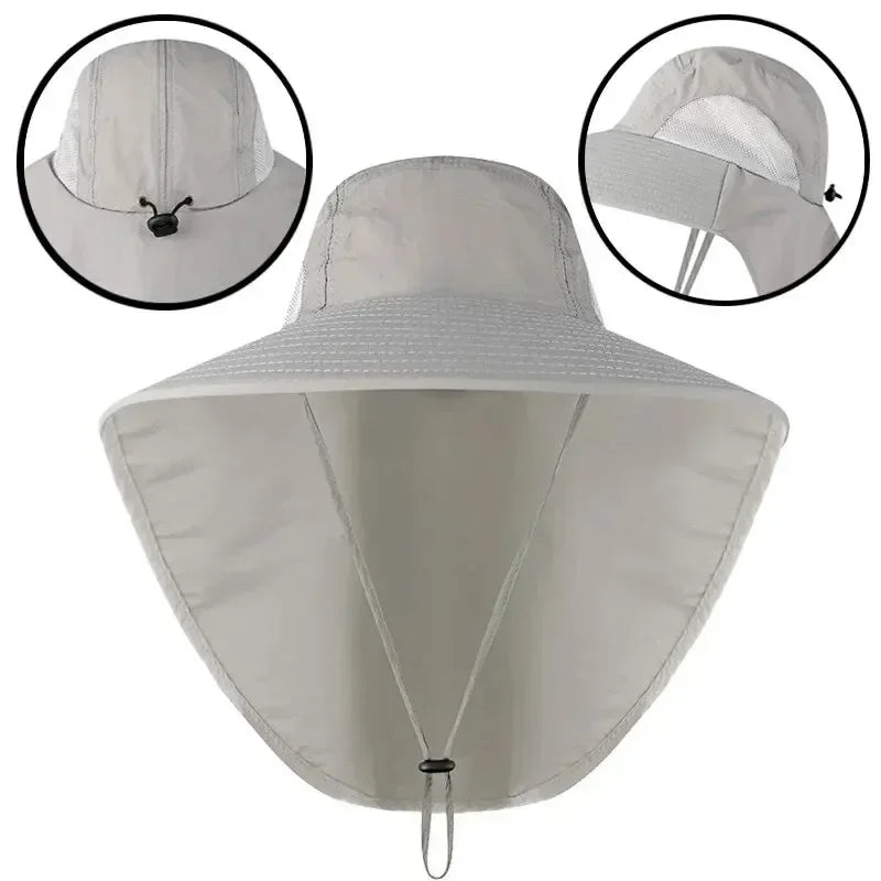 Wide Brim Baseball Hats Women Men Sun Defender Cooling Neck Guard Qme Light gray