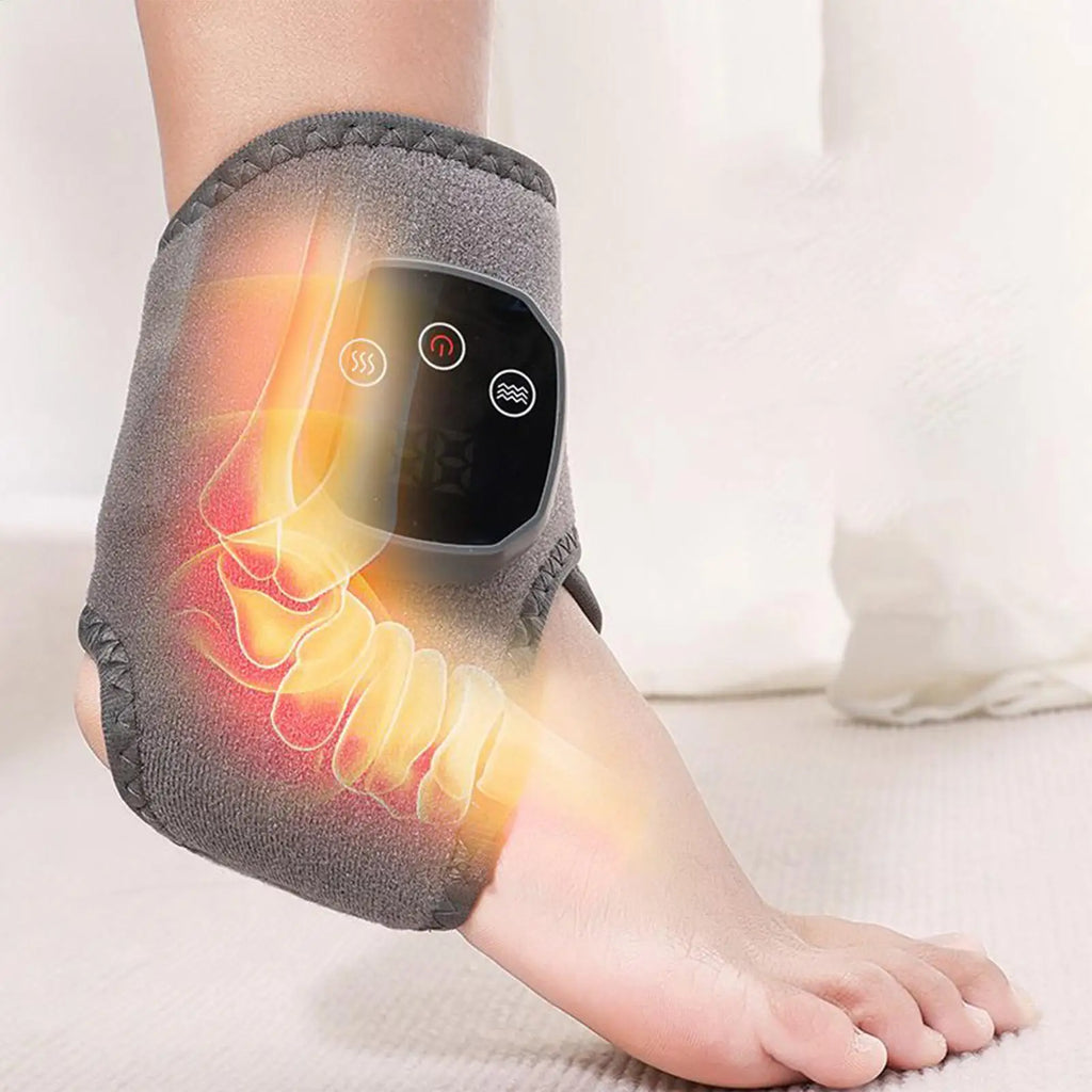 Foot Massager 4 Heat Levels Foot Ankle Massager Heating Warmer Wrap Pad Brace for Women Men Muscle Nerve Relief Calf Knee Spa Qme