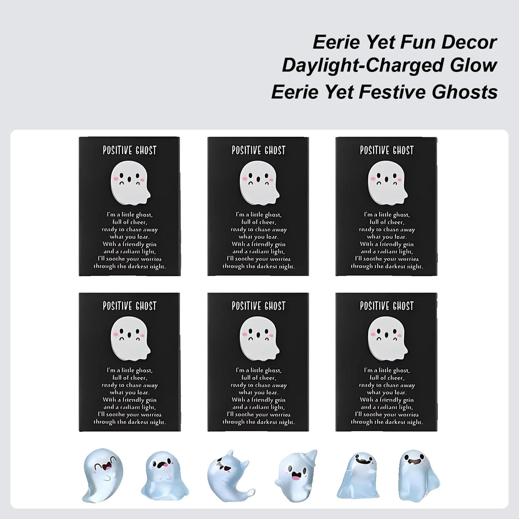 Tiny Ghost Figurines Glow Dark Statue Box Halloween Cute Resin Qme