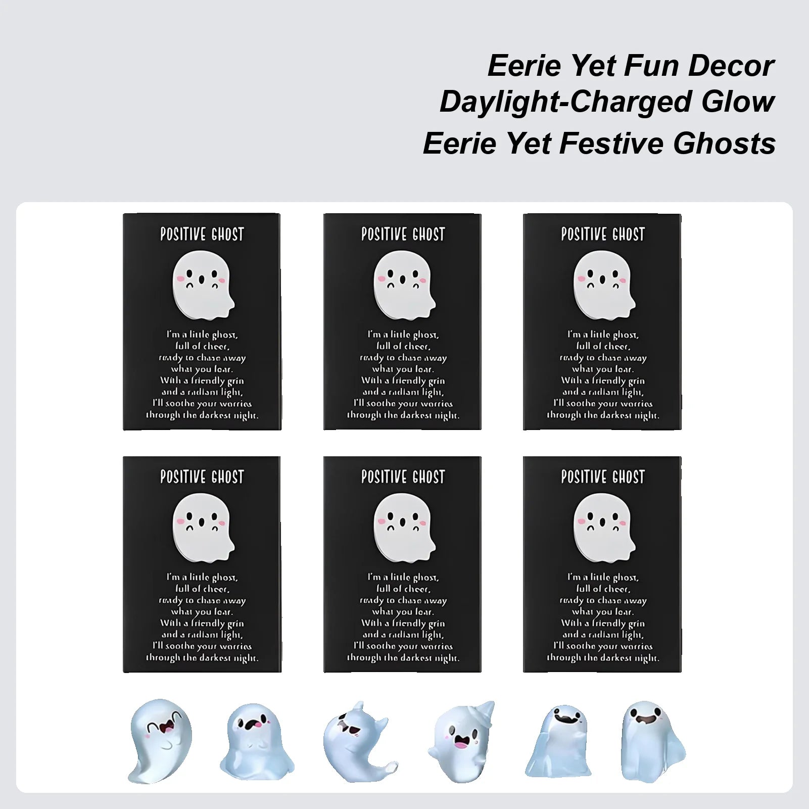 Tiny Ghost Figurines Glow Dark Statue Box Halloween Cute Resin Qme