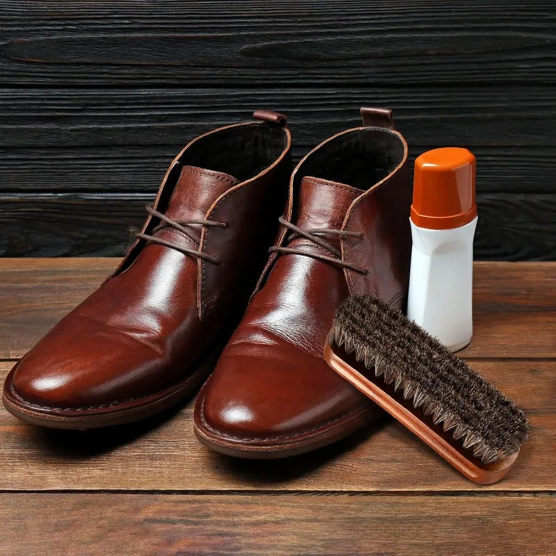 3Pieces Horsehair Shoes Polish Brushes Leather Boots Care Clean Qme