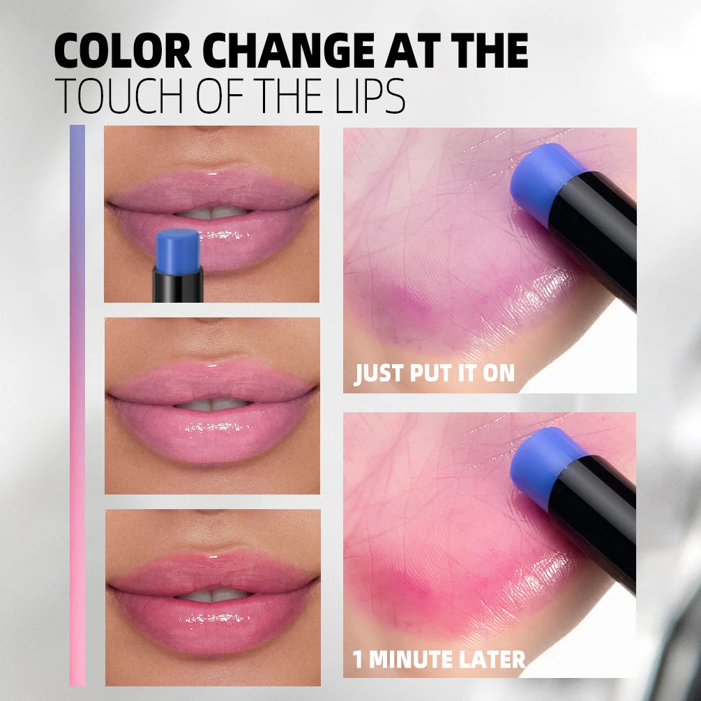 QIBEST Blue Black Lipstick Temperature Color Changing Lip Balm Moisturizing Lasting Ph Change Color Lip Stain Tint Cosmetics Qme