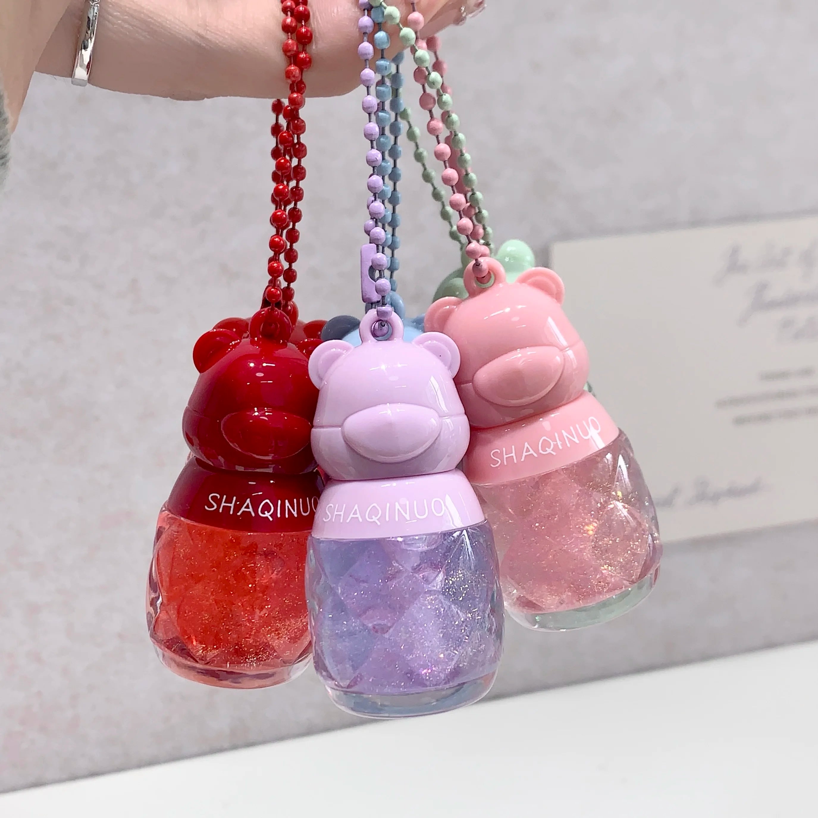 SHAQINUO Cute Fruit-flavored Lip Oil Can Be Key Pendant Hydrating Qme